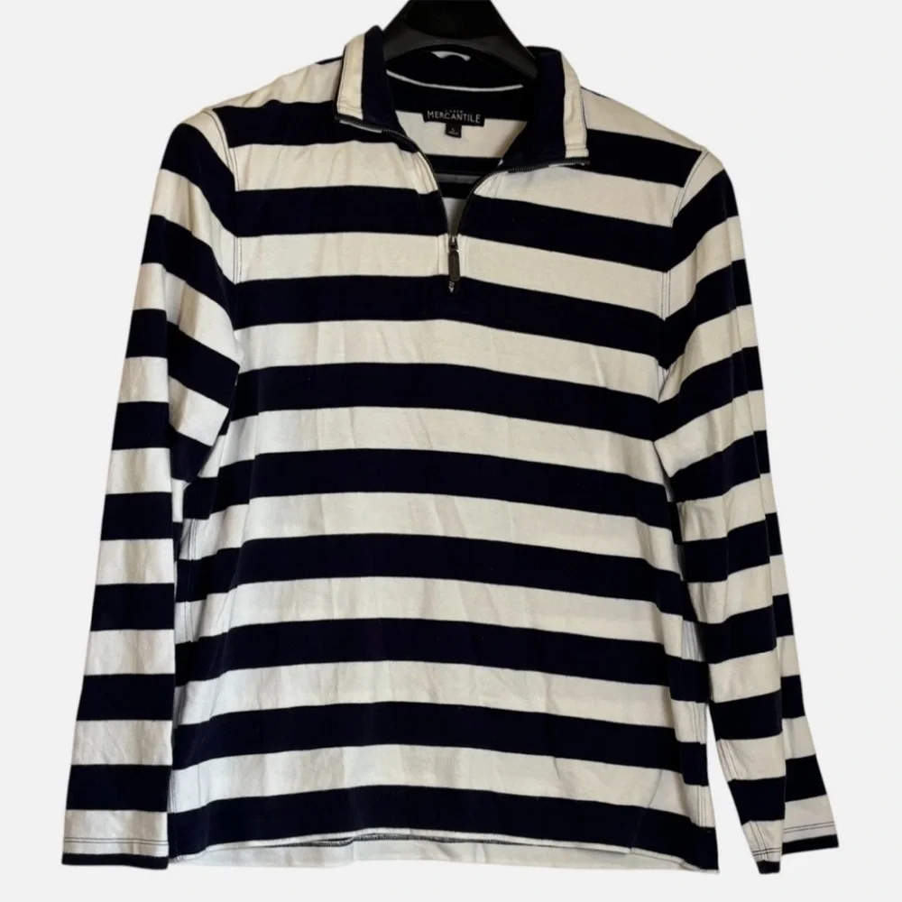 J. Crew Mercantile Polo Shirt Men's L Half Zip Sueded Cotton Jersey Retro Preppy
